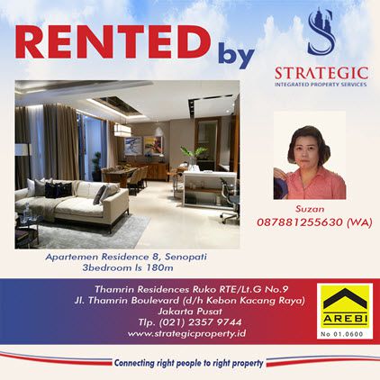 Closing Apartemen Residence 8 @Senopati 3Br Rented By Suzan