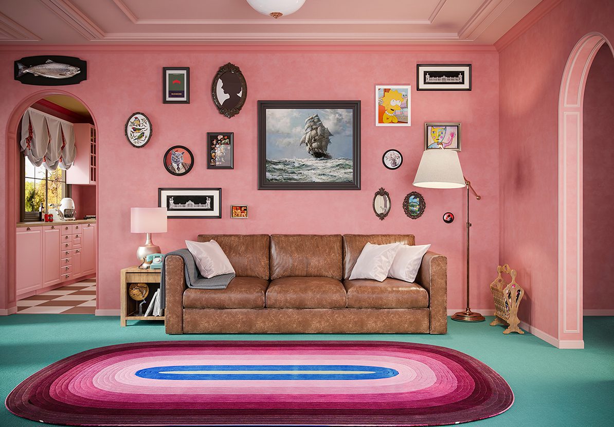 The Simpsons enters Wes Anderson’s world with reimagined interiors